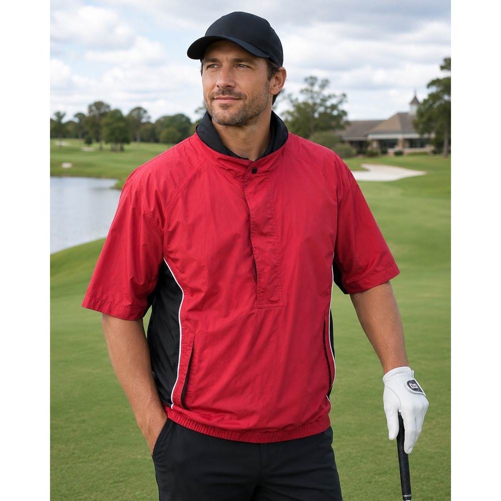 FOOTJOY Dryjoys Men's XL Red Windbreaker Short Sleeve Jacket -762